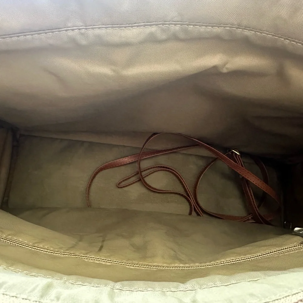 Epic Brown and Tan Tweed leather And Canvas Strapped Bag